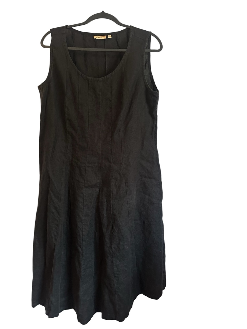 Choices black linen a-line midi dress women’s large